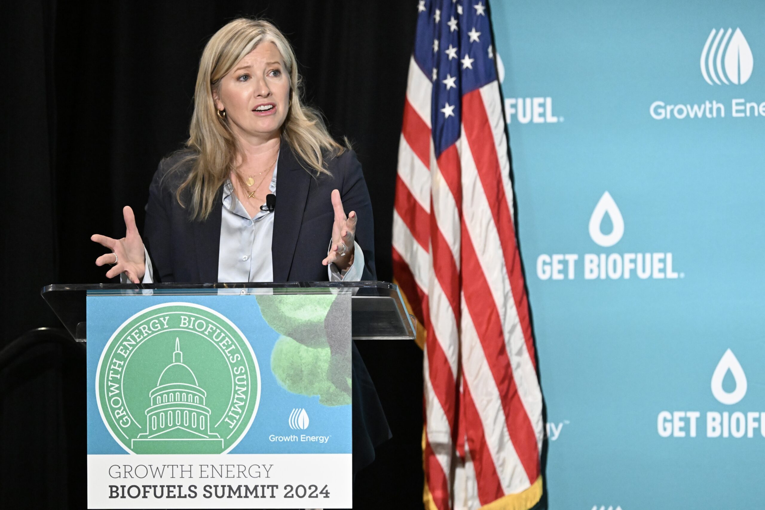 Growth Energy CEO Emily Skor addresses the 2024 Growth Energy Biofuels Summit.